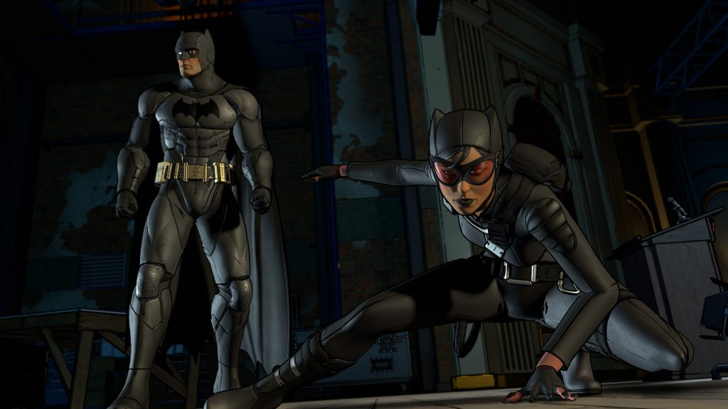 Batman The Telltale Series artwork with Batman and Cat Woman side-by-side