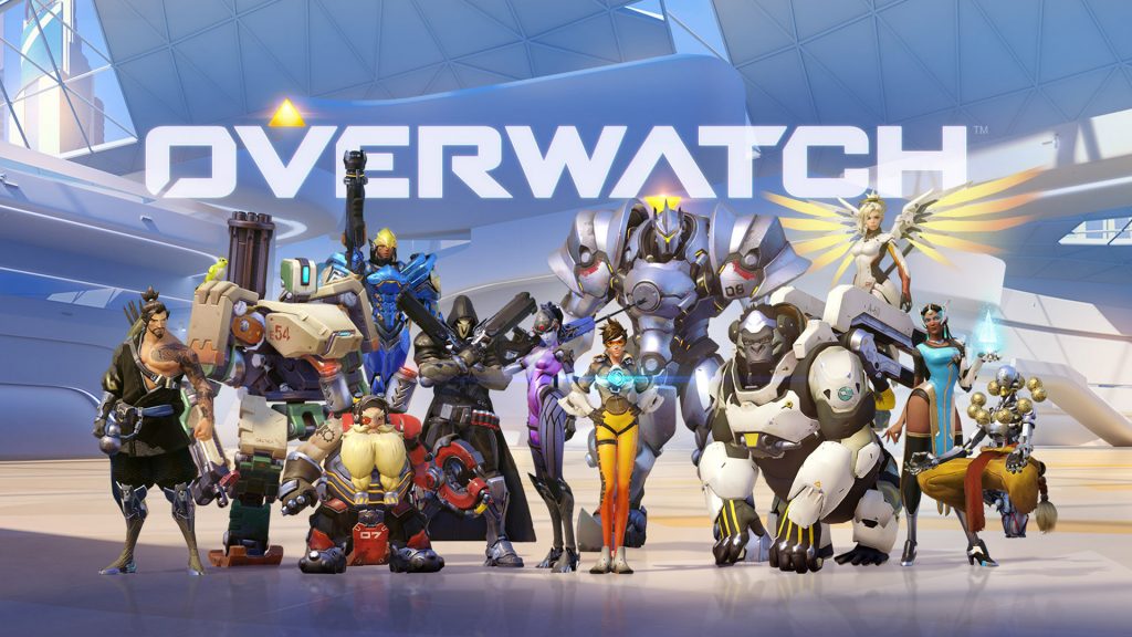 Overwatch champions standing together to take a group photo