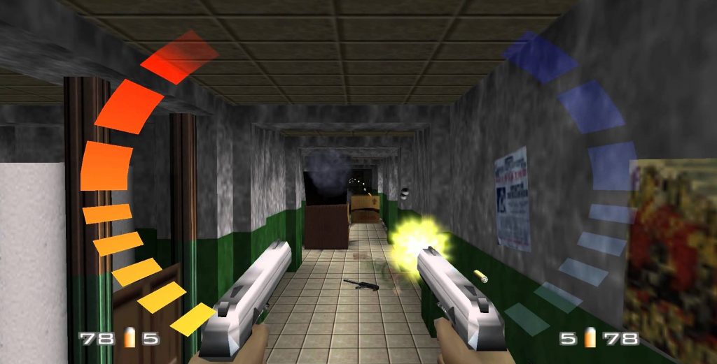 GoldenEye N64 shooting up enemies