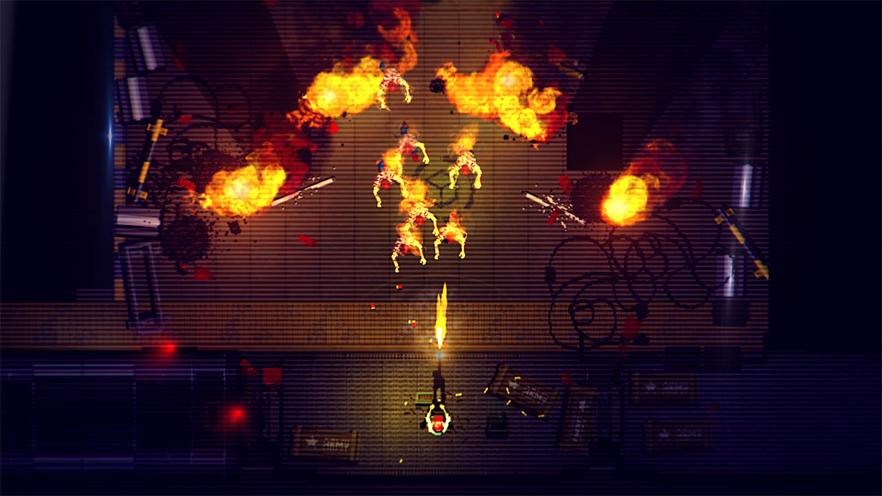 Gameplay from top-down shooter Garage on the Nintendo Switch