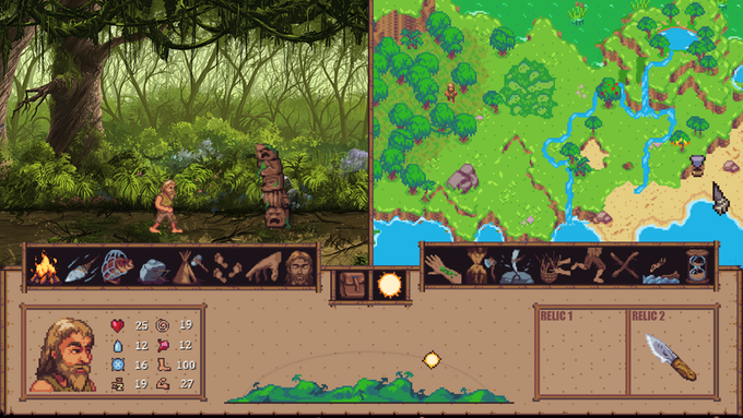 Screenshot of gameplay from Wanderers' game Island