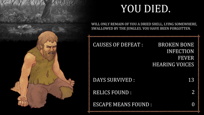 End screen from Island following death.