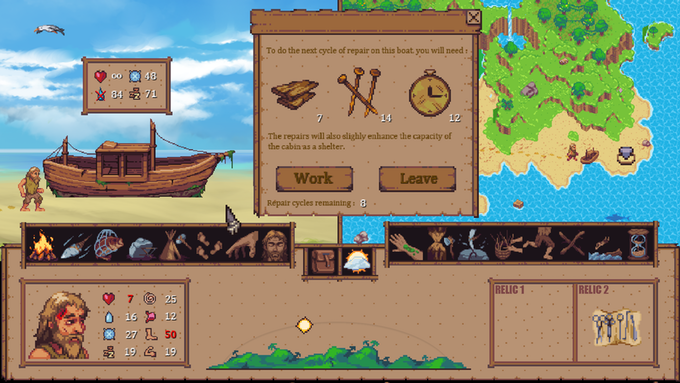 Screenshot of gameplay from Wanderers' game Island