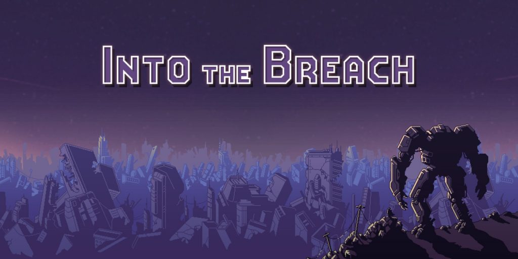 Into The Breach logo with robot staring over a vast wasteland