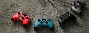 Gioteck WX4 Controllers in red, blue, black and grey