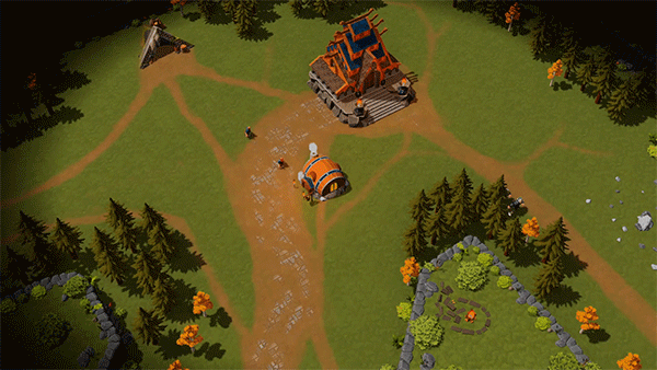 DwarfHeim gameoplay showing a camp being built