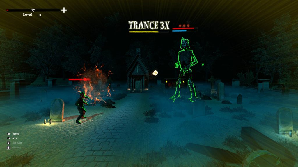 Infernal Radiation gameplay showing a priest battling a demon