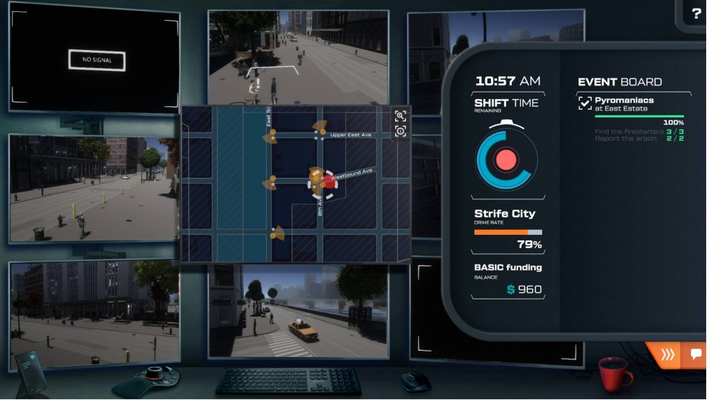 City Eye gameplay screenshot showing surveillance