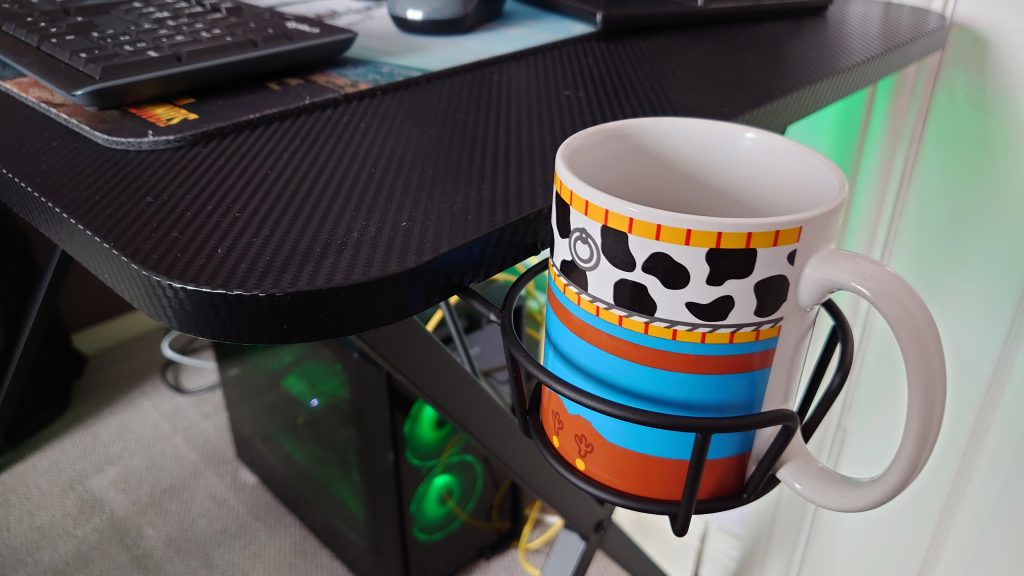 Cup holder, that even has a slot for your mug handle to slide into