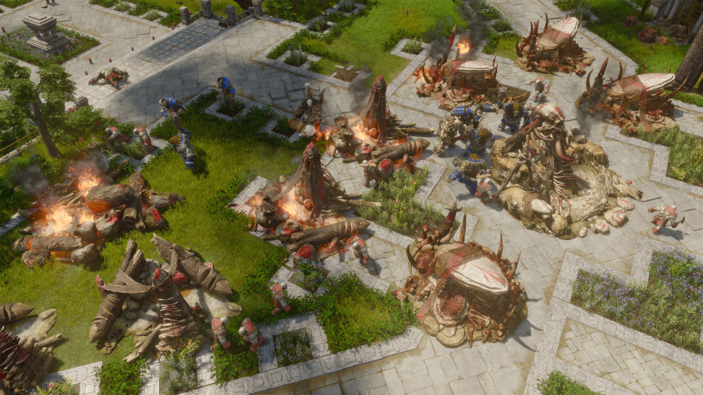 SpellForce 3 - Fallen God gameplay screenshot showing a base