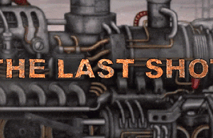 The Last Shot logo with moving train background