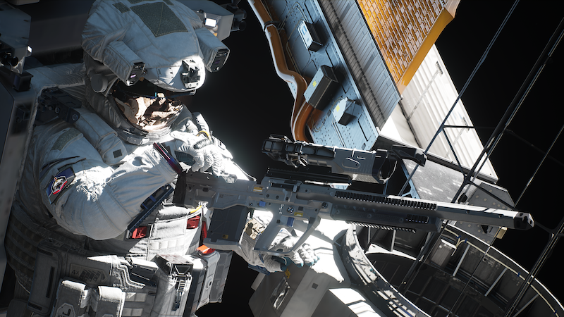 Boundary aiming a gun in space