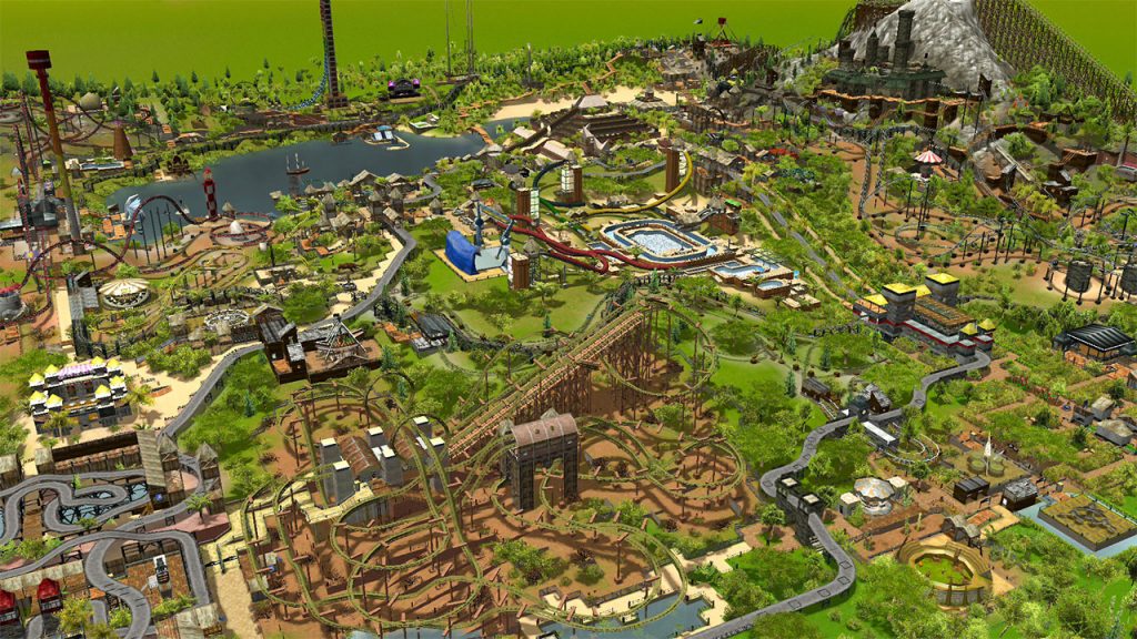 RollerCoaster Tycoon 3: Complete Edition theme park in the sunshine