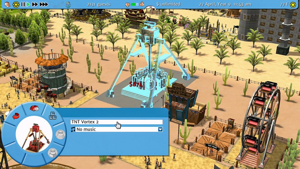 RollerCoaster Tycoon 3: Complete Edition constructing a thempark ride