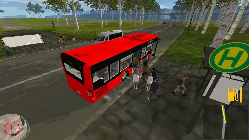 Bus Driver Simulator gameplay, customers getting on/off the bus