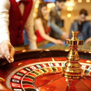 Roulette being played in a live casino