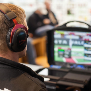 Gamer wearing a HyperX Headset playing games