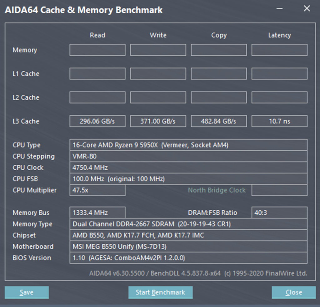 AIDA64 L3 Cache Bandwidth with COMBO PI V2 1.2.0.0