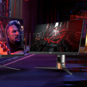 Asus Gaming Monitors all set up in a row