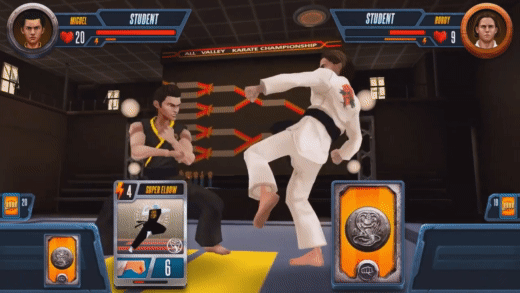 Cobra Kai Card Fighter Robby Scores ingameplay combat