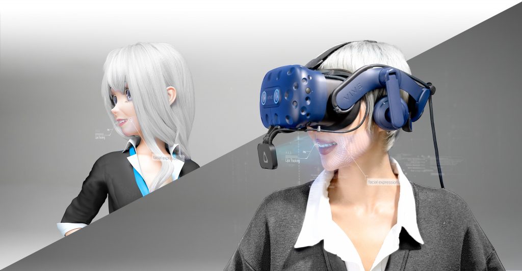 HTC VIVE Facial Tracker - being worn by female