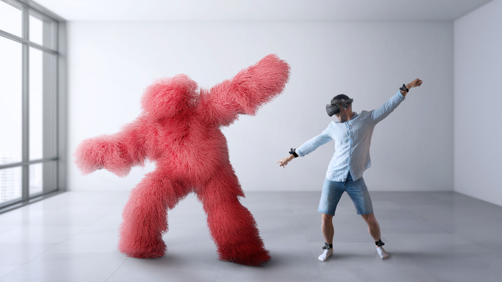 HTC VIVE Tracker 3.0 - animation of man and fluffy creature