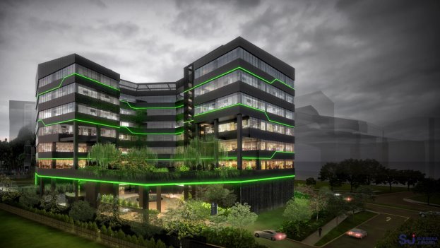 Razer HQ Office with Green lighting