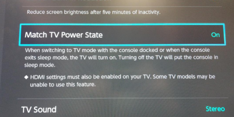 Switch Match TV Power State option