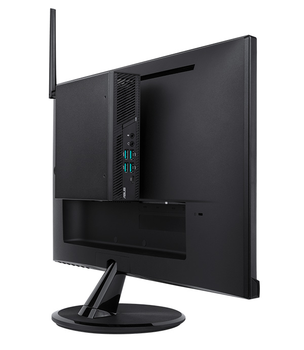 ASUS Mini PC PB62 mounted to back of monitor