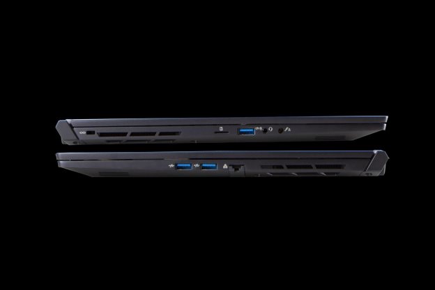 Reign Gaming Laptops sat on top of each other to show how thin they are