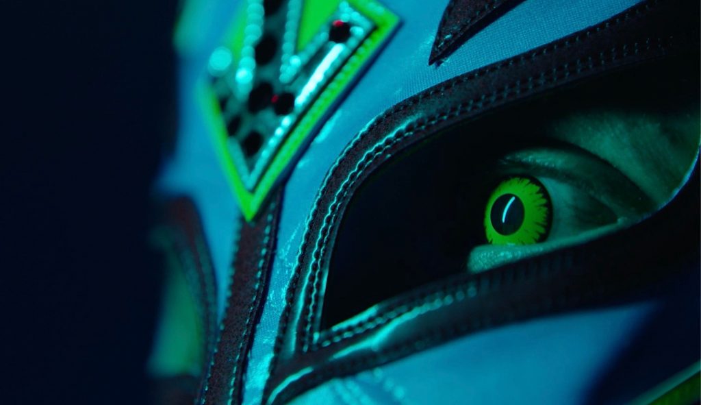 WWE 2K22 Teaser Screenshot showing a close up of Rey Mysterio