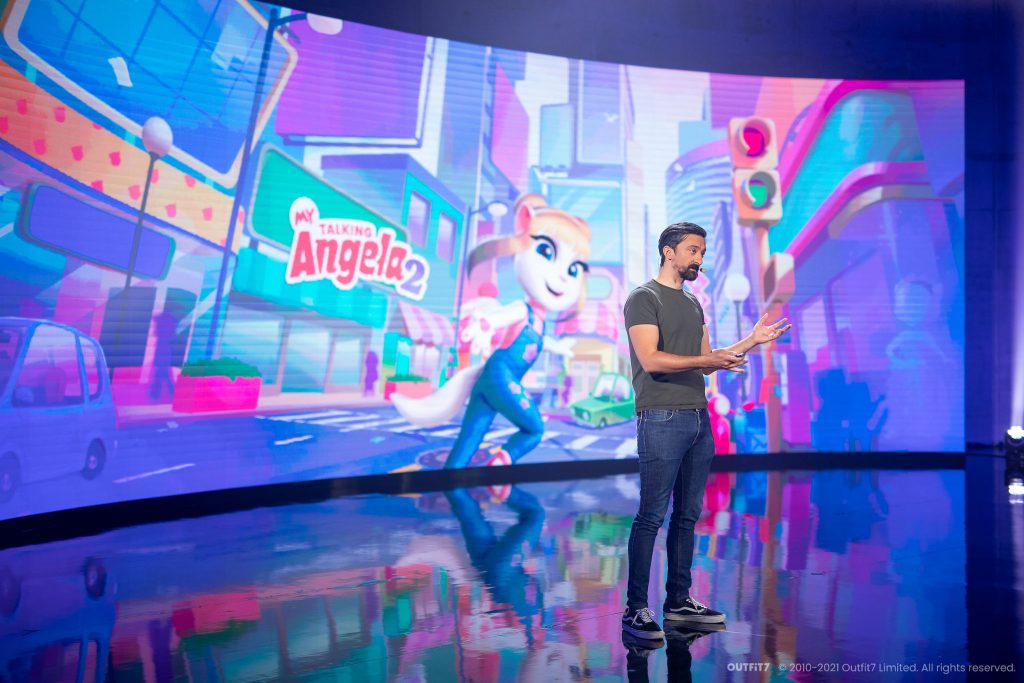 Ante Odić, Senior VP of Product Development, Outfit7 showing My Talking Angela 2