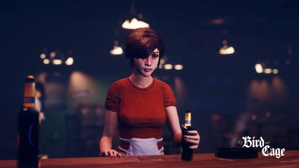 Of Bird and Cage screenshot of woman in a bar