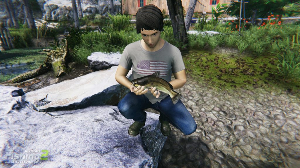 Ultimate Fishing Simulator 2 gameplay showing player holding their catch