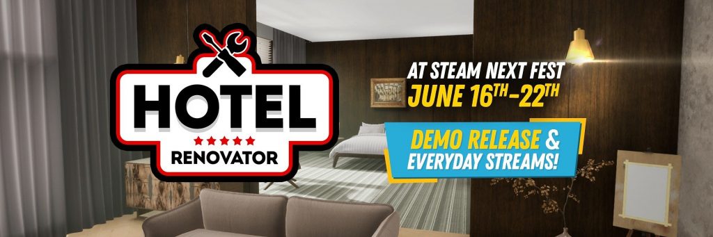 Hotel Renovator logo and demo date