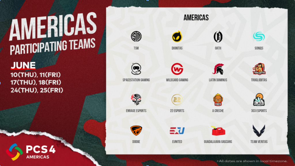 PCS4 Americas Teams and Schedule