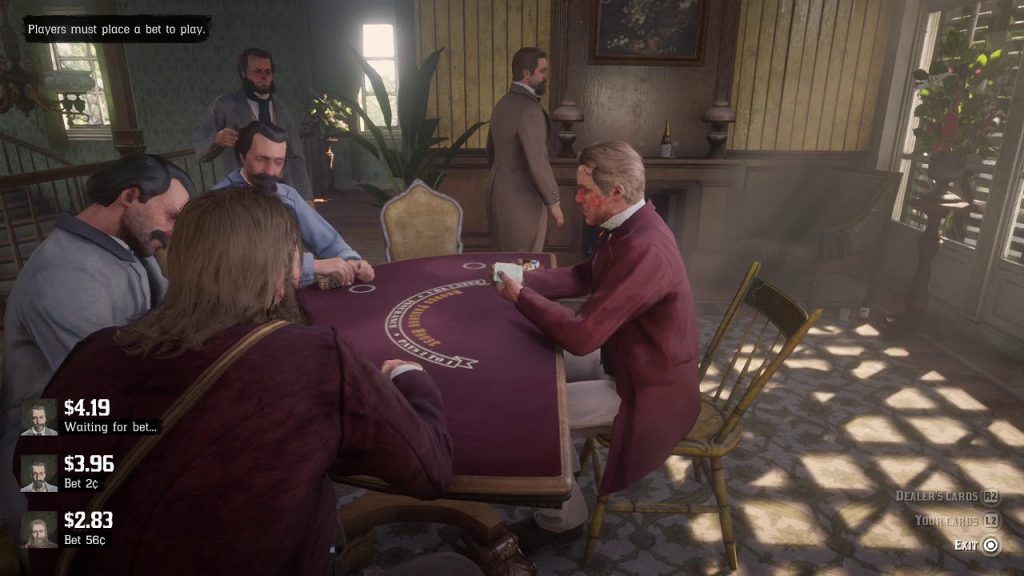 Red Dead Redemption 2 having a gamble on Blackjack