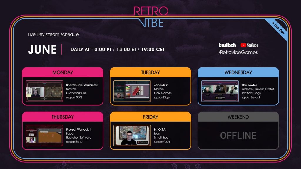 Retrovibe Live Dev stream schedule