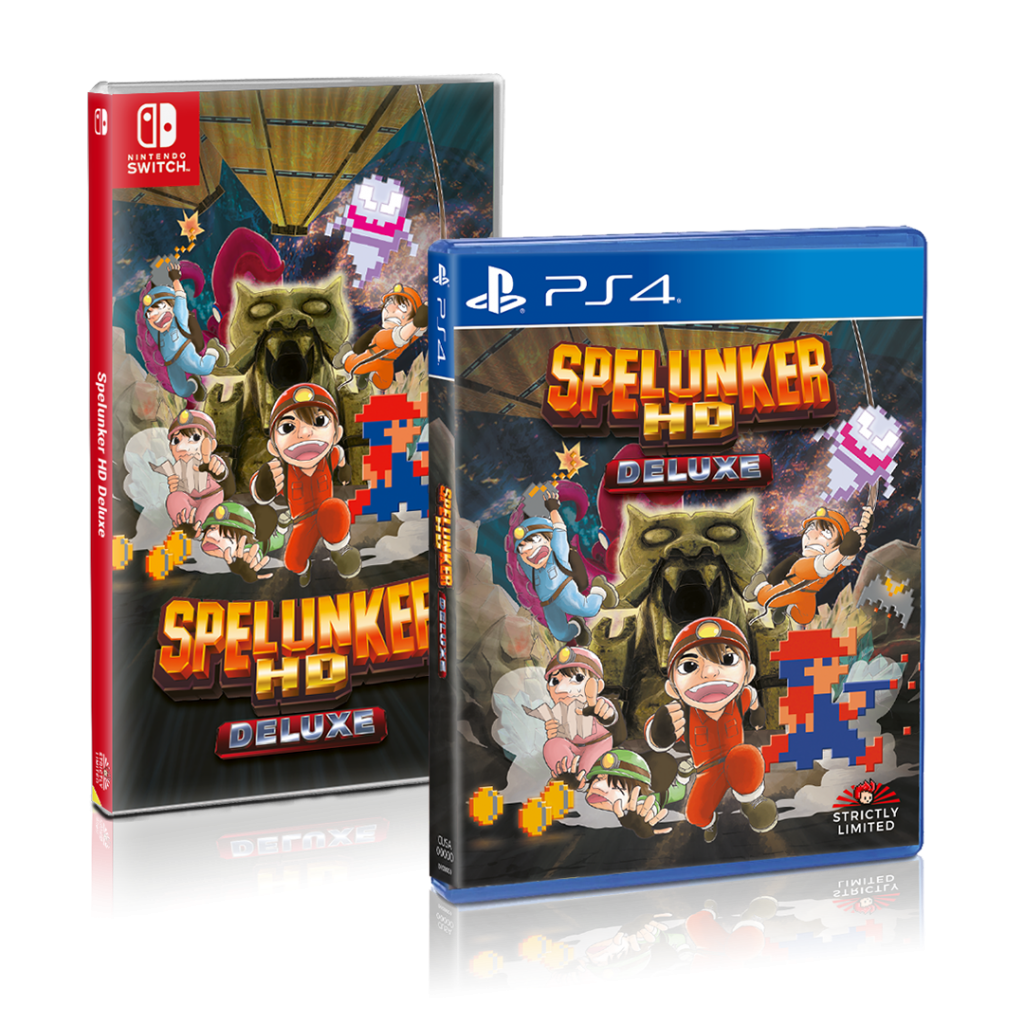 Spelunker HD Deluxe PS4 and Nintendo Switch, physical cases