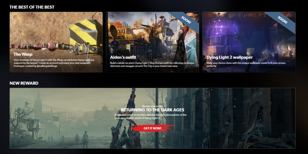 Techland Games and Goodies login page rewards