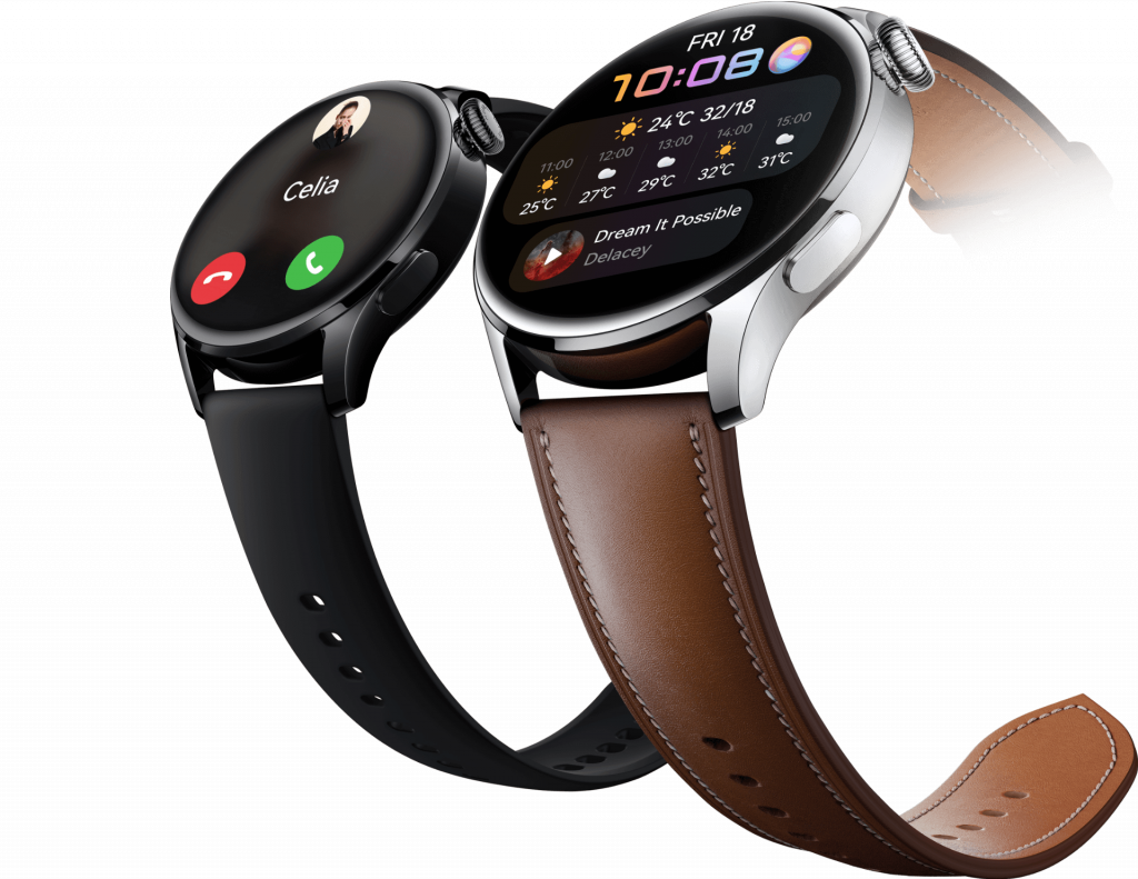 Huawei’s Watch 3 with black and Brown straps