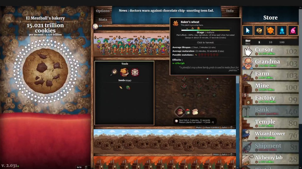 Cookie Clicker interface