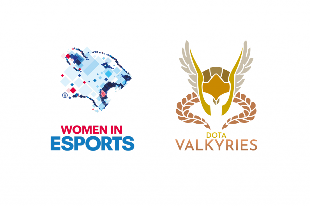 Women in Esports and Dota Valkyries logos