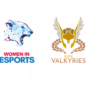 Women in Esports and Dota Valkyries logos