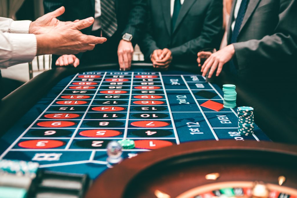 Roulette table in a casino games environment