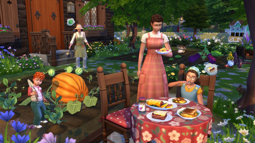 The SIms 4 Cottage Living afternoon tea