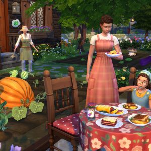 The SIms 4 Cottage Living afternoon tea