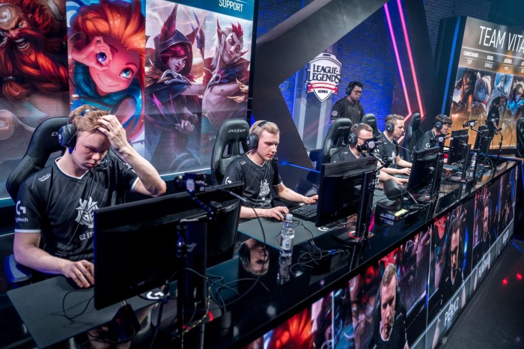 League of Legends eSports with G2 Esports playing competitively on stage