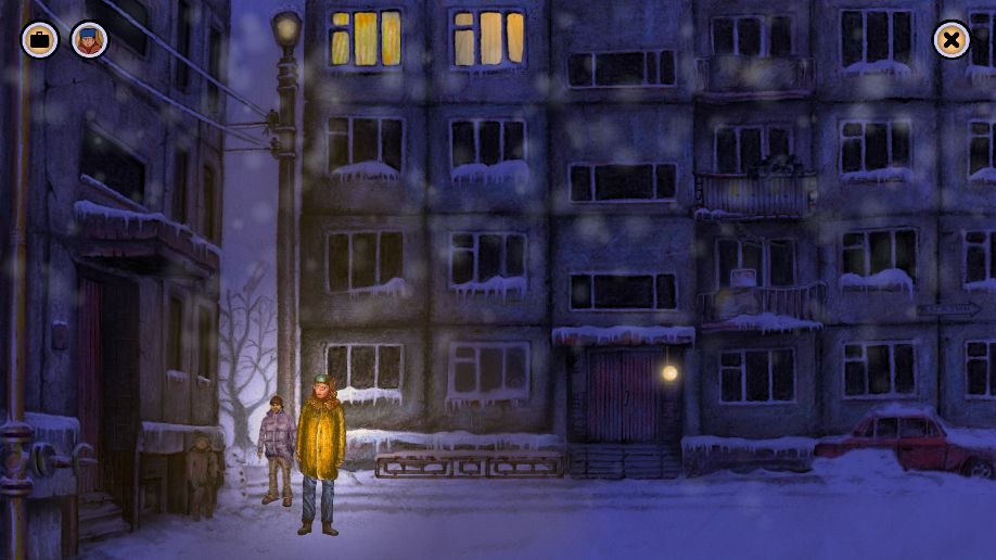 Alexey’s Winter: Night Adventure - Outside apartment block
