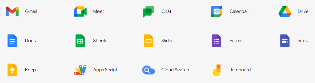 Google Applications on Google Workplace